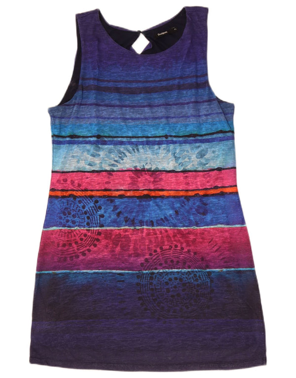 Desigual Womens Graphic T-Shirt Dress UK 18 XL Multicoloured Striped