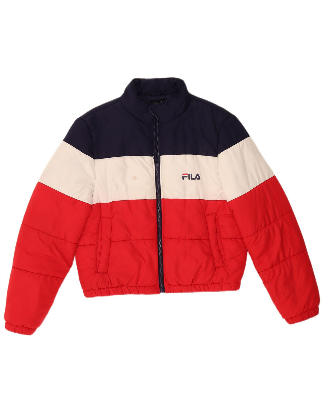 Damska kurtka Fila Crop Padded Jacket UK 16, duża, wielobarwna, z blokami kolorów