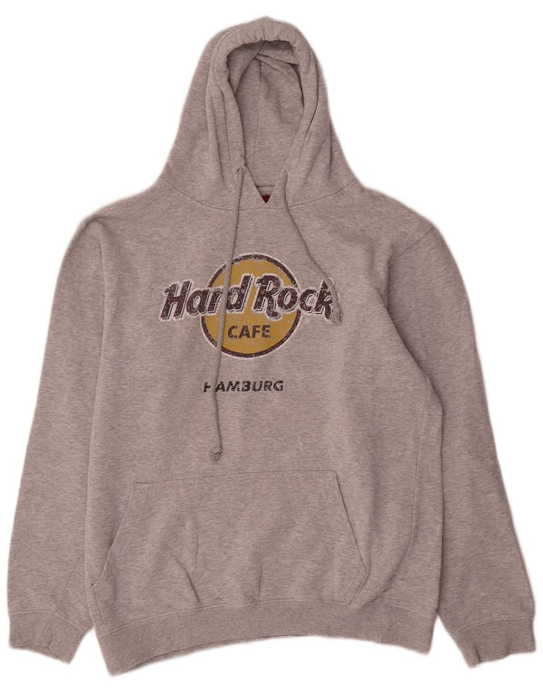 Hard Rock Cafe Męski sweter z kapturem i logo Hamburg Distressed, duży, szary