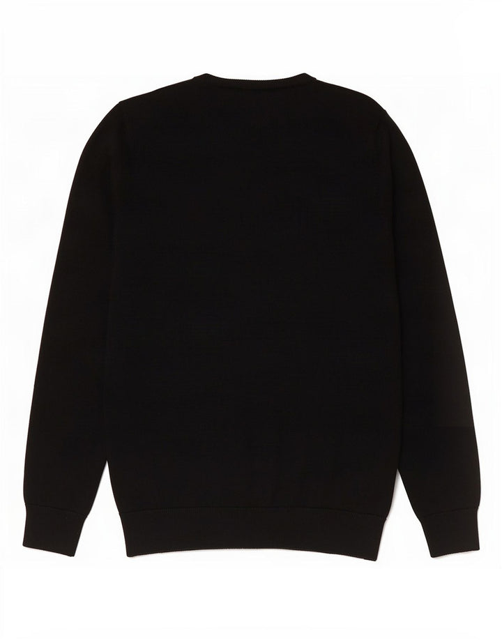 Męski sweter Fred Perry z dekoltem w kształcie litery V, mała czarna wełna merynosów