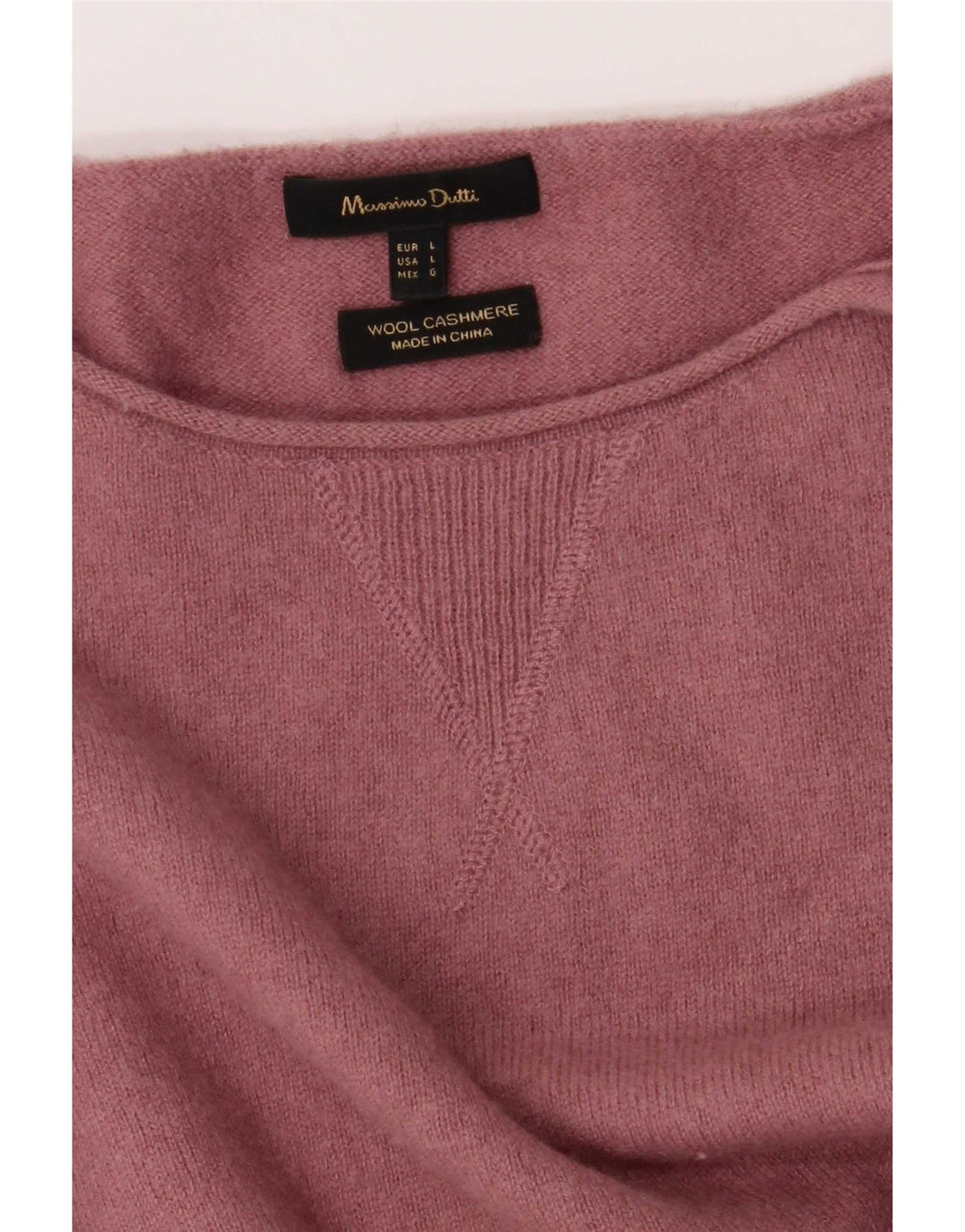 Męski sweter Massimo Dutti z dekoltem w łódkę, duży, różowy, wełniany