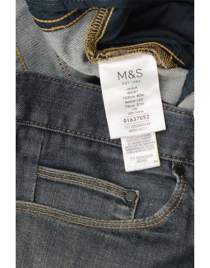 Marks & Spencer Męskie proste dżinsy W40 L27 Granatowe, bawełniane