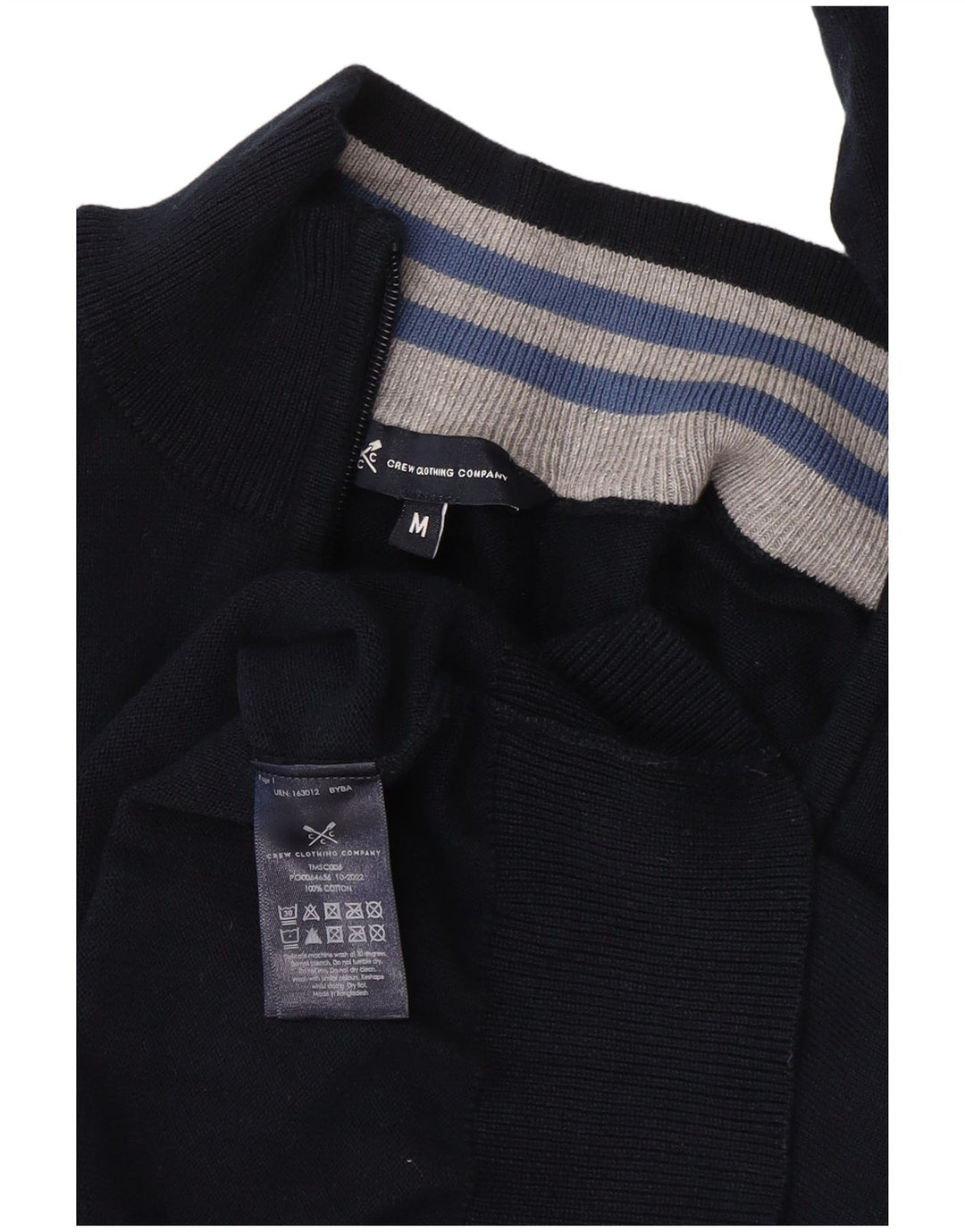 Crew Clothing Męski sweter z zamkiem błyskawicznym, średni granatowy, bawełniany