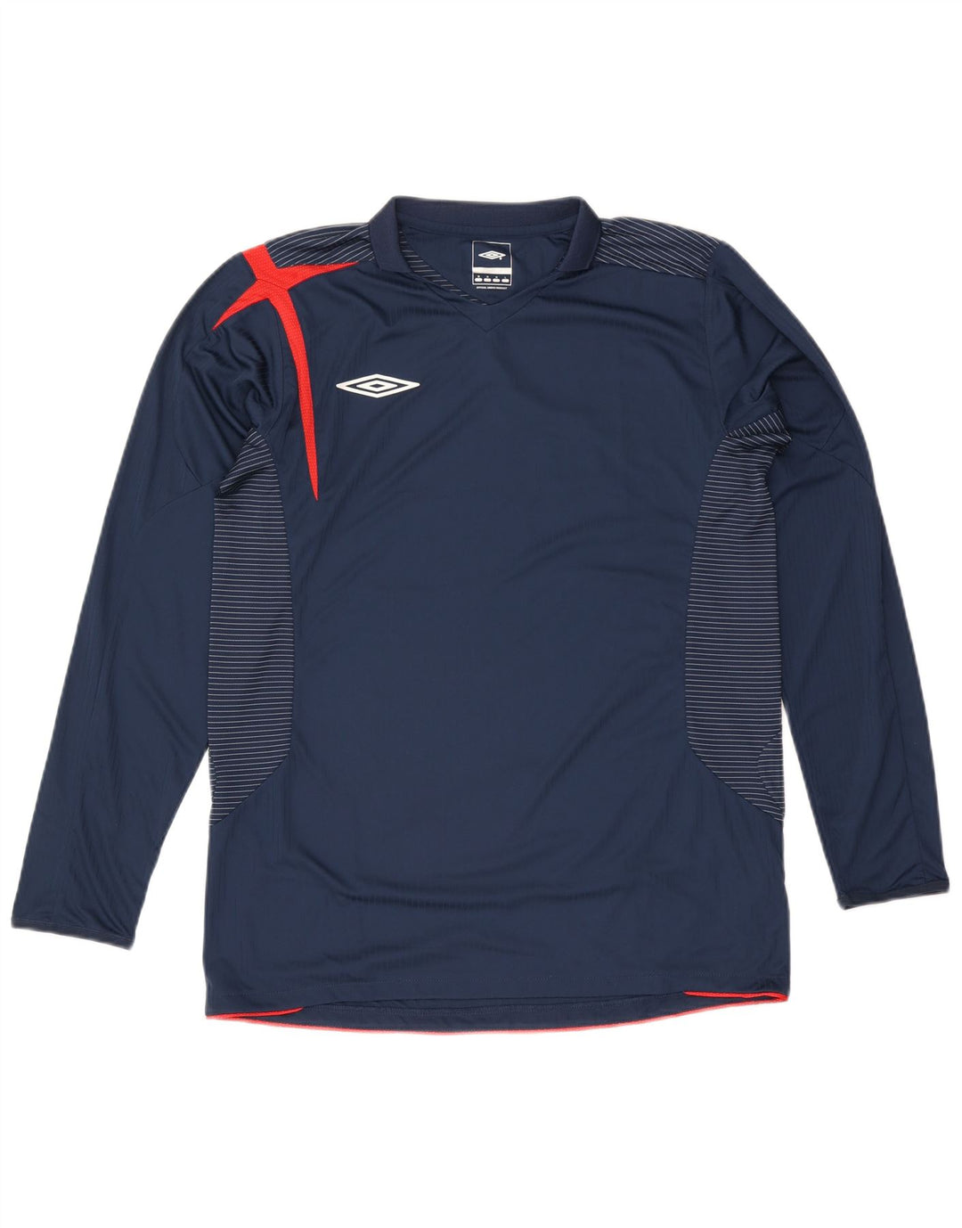 Męski top Umbro z długim rękawem, średni granatowy, poliester w paski