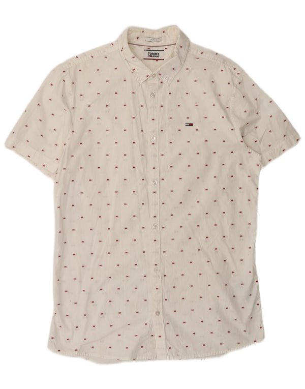Męska koszula slim fit z krótkim rękawem Tommy Hilfiger, średnia biała bawełna