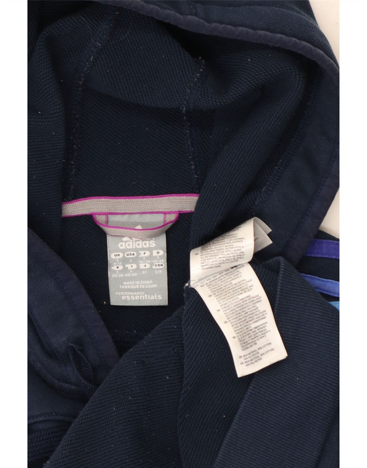 Damski sweter ADIDAS Climalite z kapturem i zamkiem, UK 8/10, mały, granatowy, bawełniany