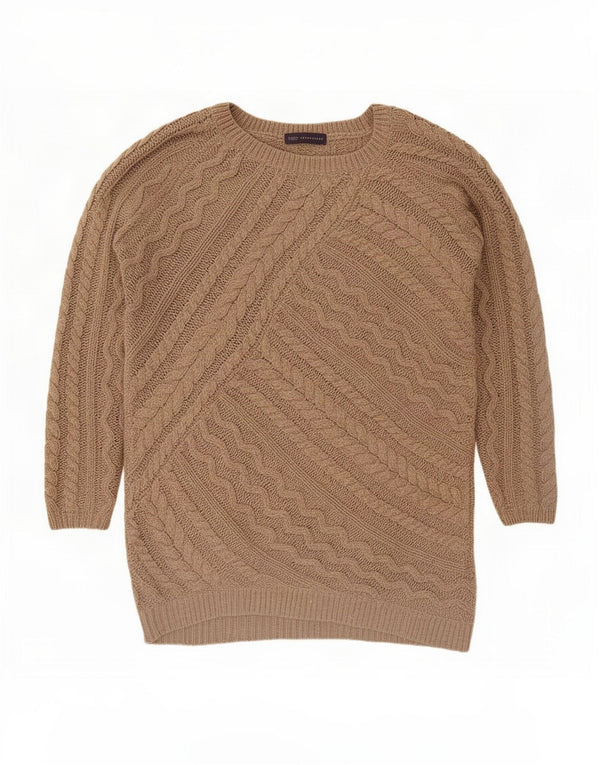 Marks & Spencer Damski sweter z dekoltem w łódkę UK 16, duży, beżowy, akrylowy