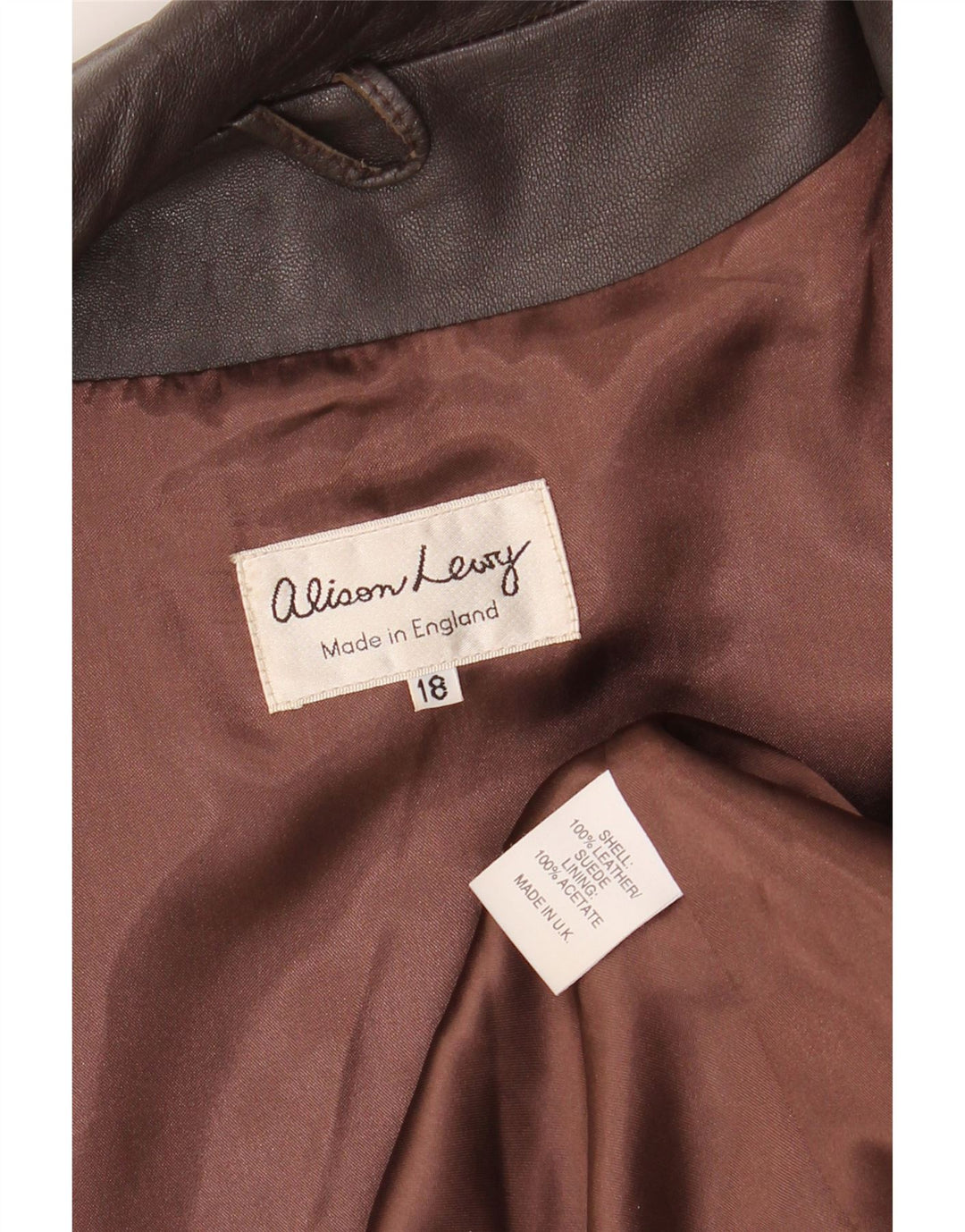 Vintage damska marynarka skórzana zapinana na 3 guziki, UK 18 XL, brązowa skóra