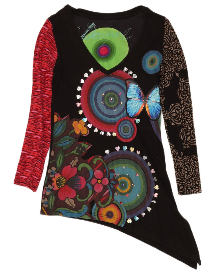 Damski graficzny tunik DESIGUAL UK 10, mały, wielobarwny w kwiaty