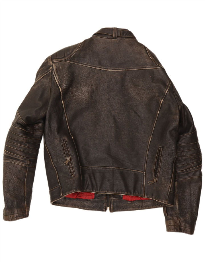 Męska skórzana kurtka racer GF Ferre UK 42 XL, brązowa skóra