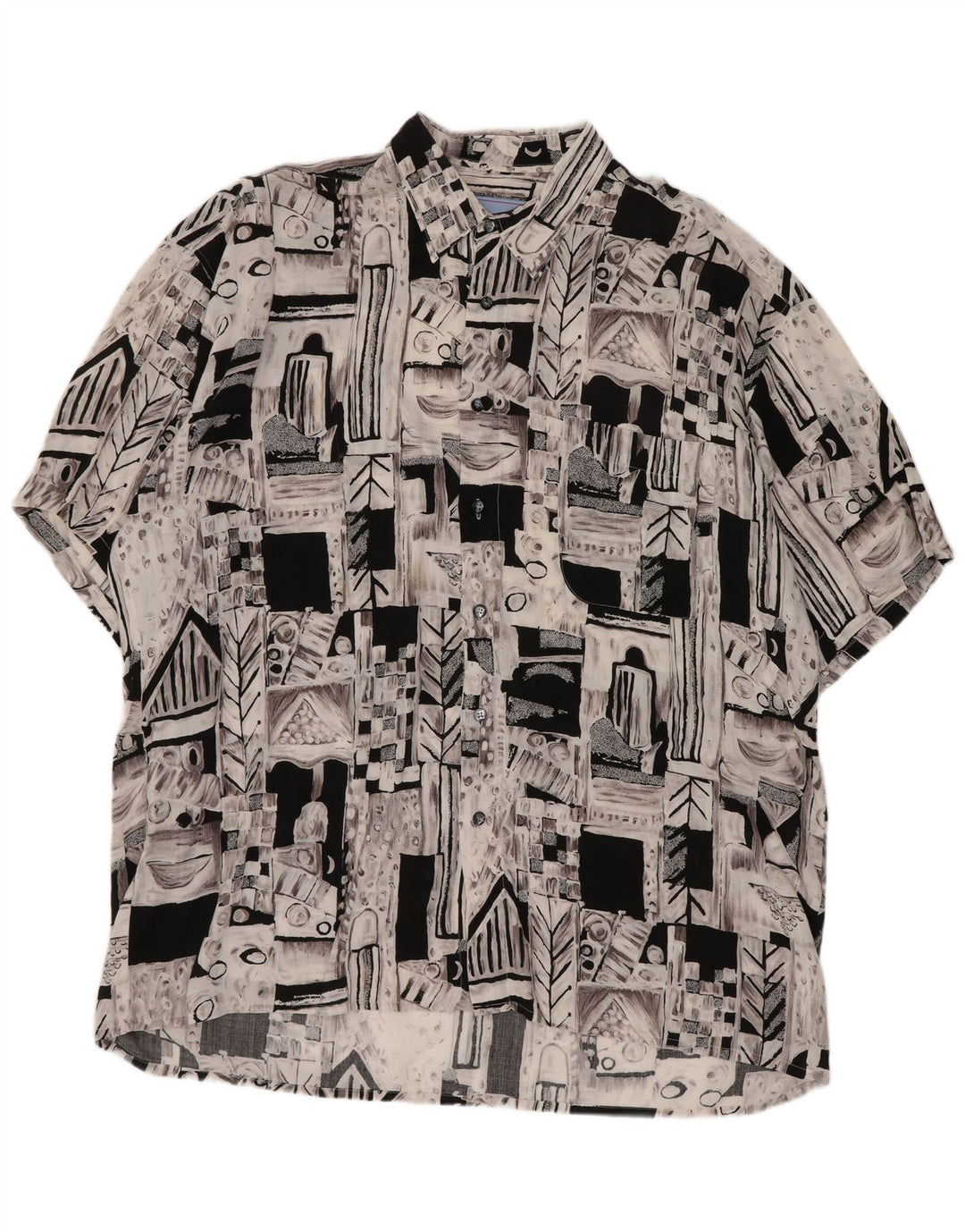 Vintage męska koszula z krótkim rękawem XL, szara, geometryczna