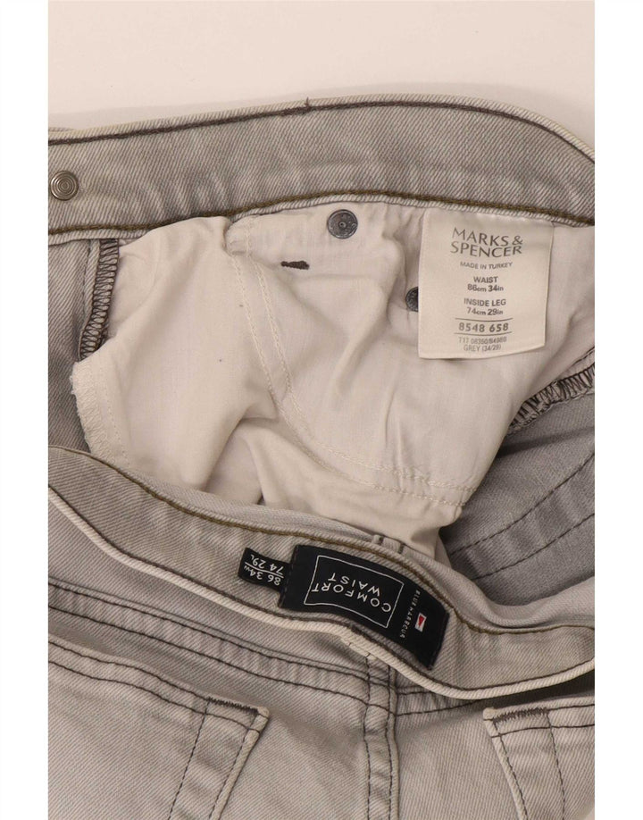 Marks & Spencer Męskie niebieskie dżinsy Harbor Straight W34 L29 Szara bawełna