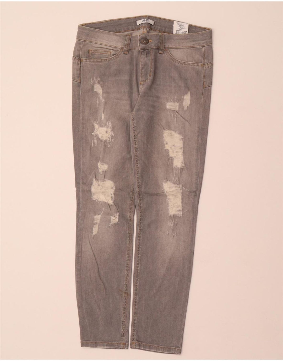 LIU JO Womens Distressed Slim Jeans W29 L27 Grey Cotton