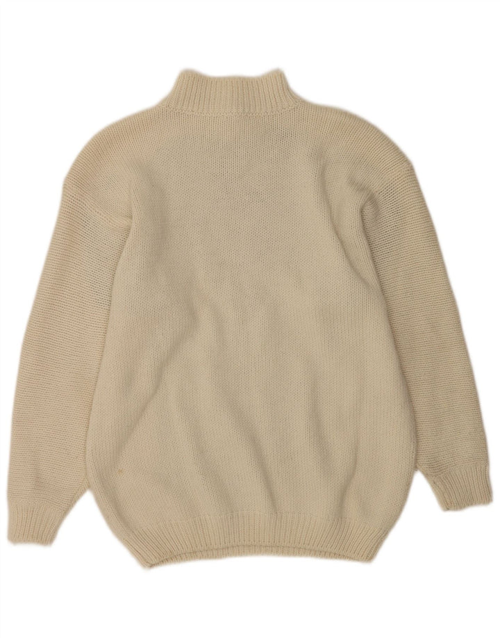 Sweter damski w stylu vintage, zapinany na guziki, UK 16, duży, w kolorze złamanej bieli