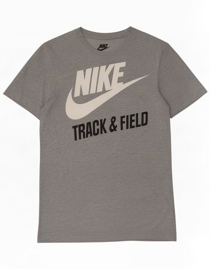 Męski T-shirt Nike Slim Fit z grafiką, średni szary, nakrapiany poliester