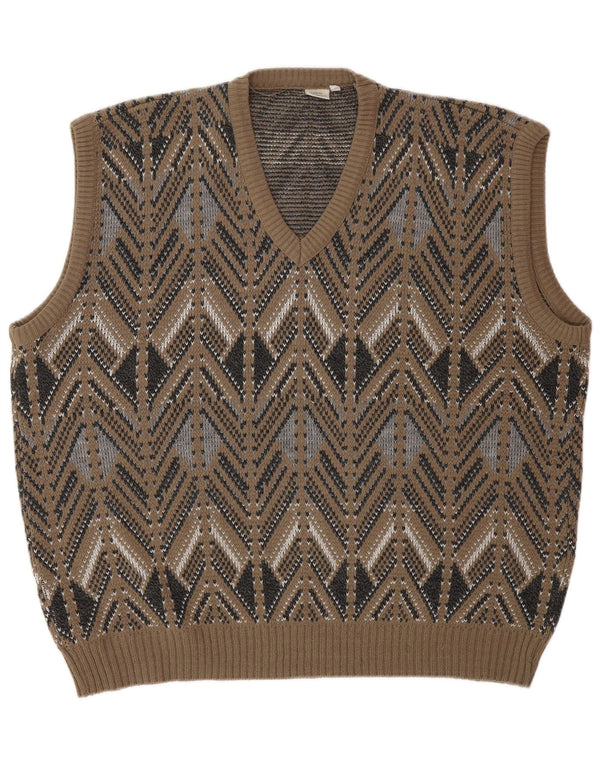 Męski podkoszulek VINTAGE z kamizelką IT 52 Large Brown Fair Isle
