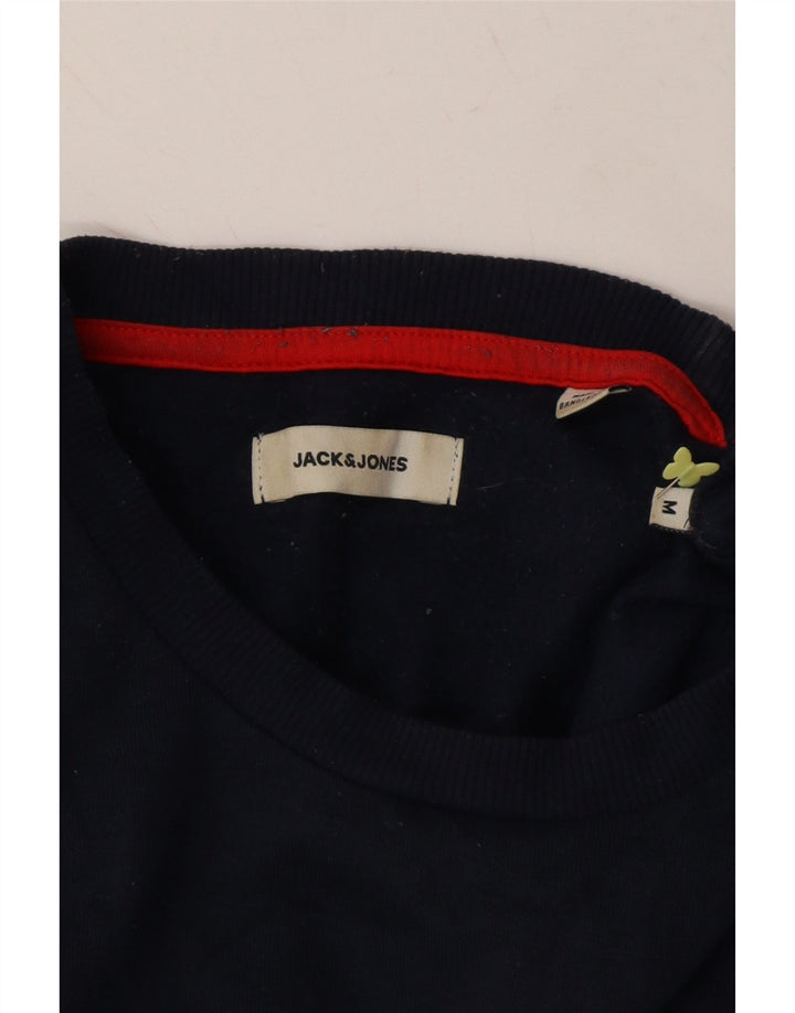 JACK & JONES Mens Graphic Graphic Sweatshirt Jumper Medium Navy Blue Vintage Jack & Jones and Second-Hand Jack & Jones from Messina Hembry 