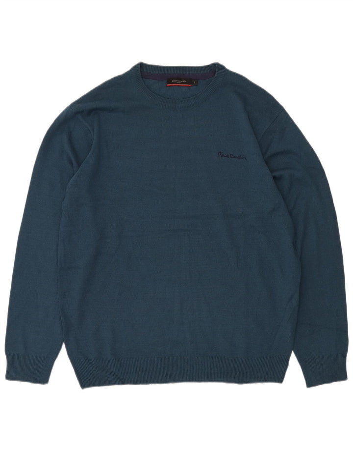 Męski sweter Pierre Cardin z okrągłym dekoltem, duży, granatowy, akrylowy