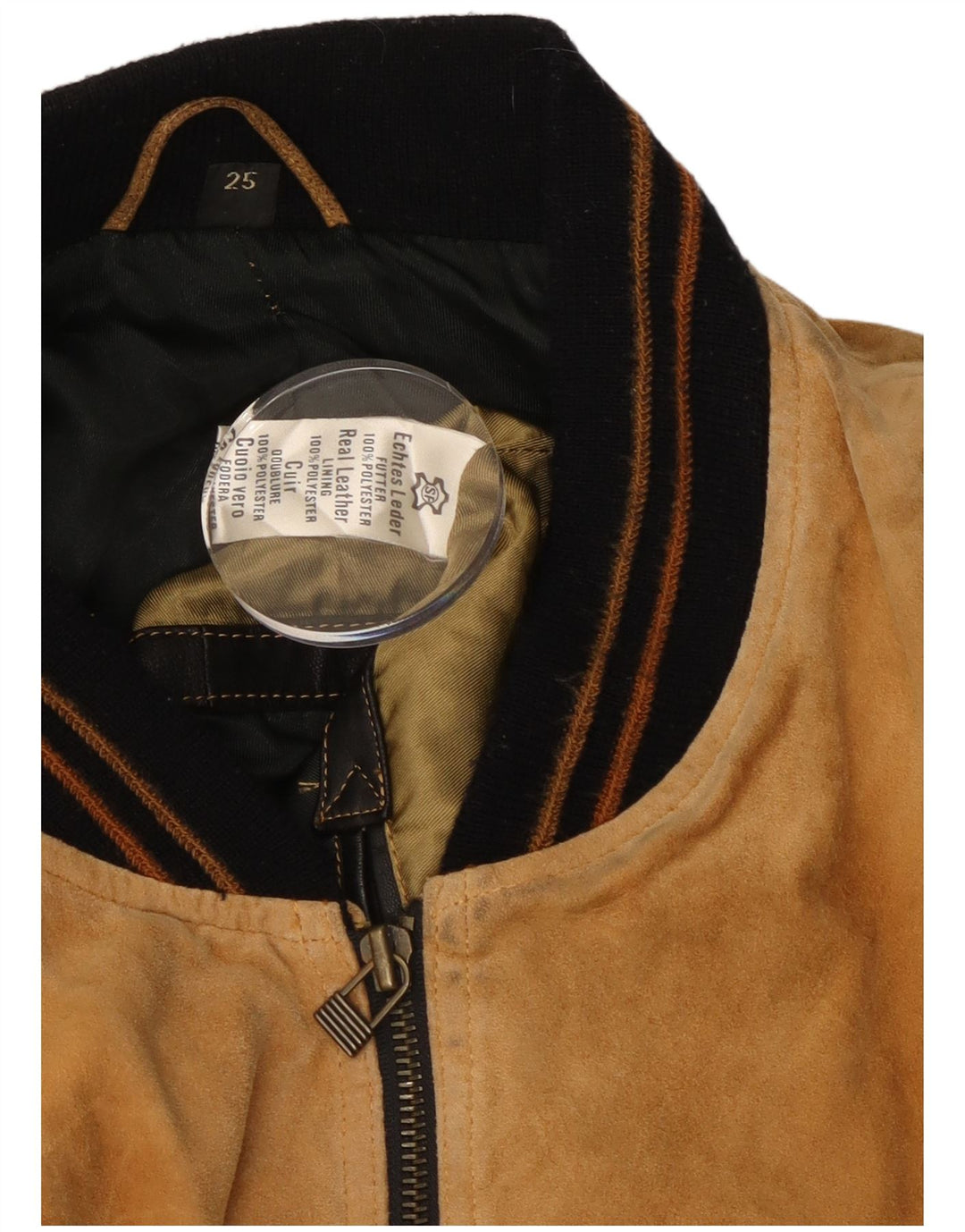 Vintage męska zamszowa kurtka bomber UK 42 XL beżowa skóra