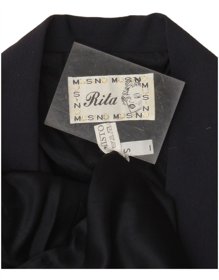 Damska marynarka o przedłużonym kroju VINTAGE UK 10, mała, granatowa