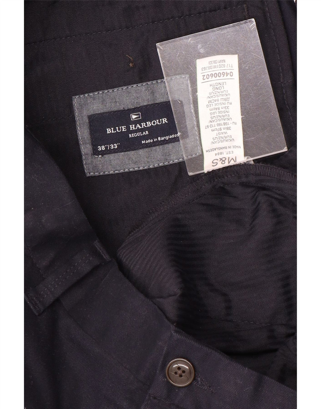 Męskie spodnie Chino Marks & Spencer Blue Harbor Regular W38 L33 Granatowe