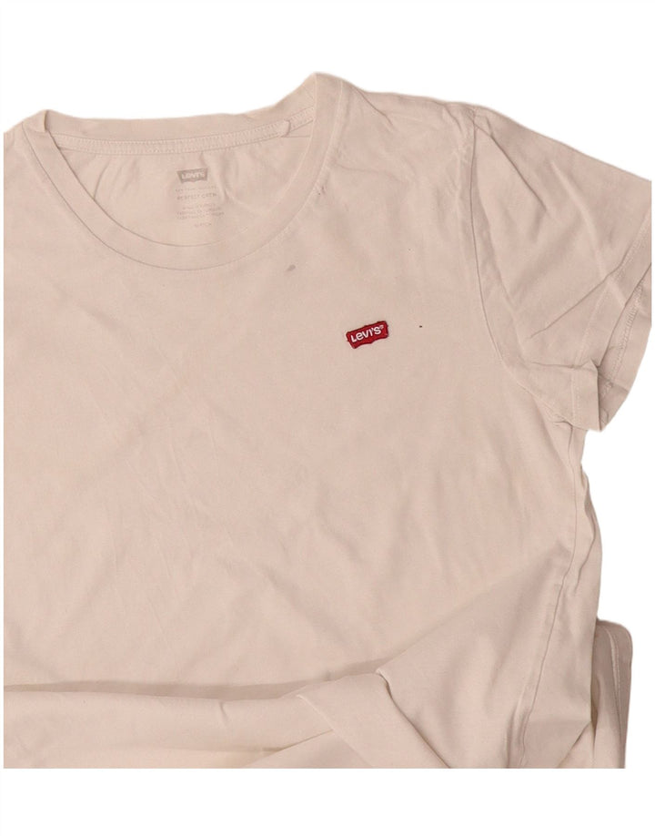 LEVI'S Womens Perfect Crew T-Shirt Top UK 10 Small White