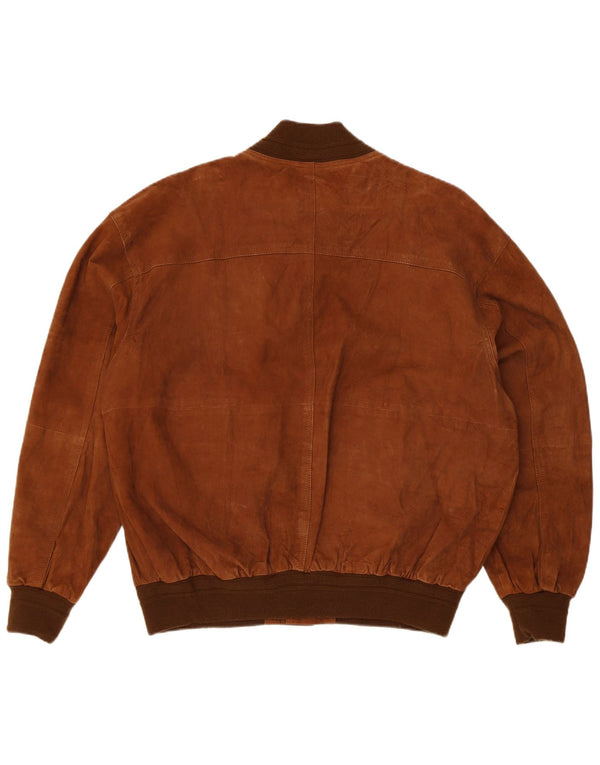 Vintage męska zamszowa kurtka bomber IT 52 XL brązowa skóra