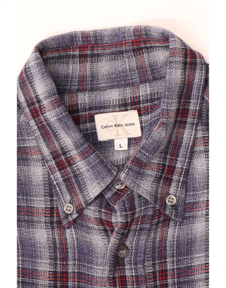 Męska koszula flanelowa Calvin Klein Jeans w dużą niebieską kratkę
