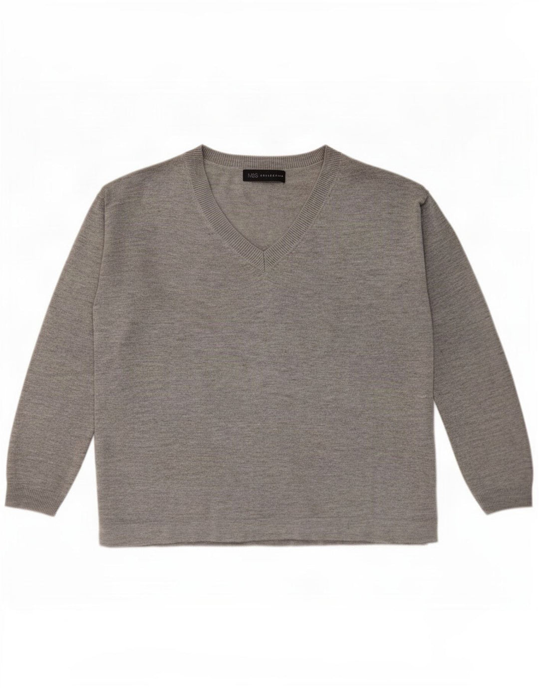 Marks & Spencer Damski sweter oversize z dekoltem w kształcie litery V, UK 10, mały, szary