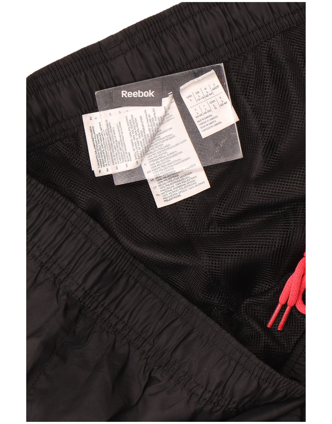 Damskie wodoodporne spodnie Reebok UK 16/18, duże, czarne, poliestrowe