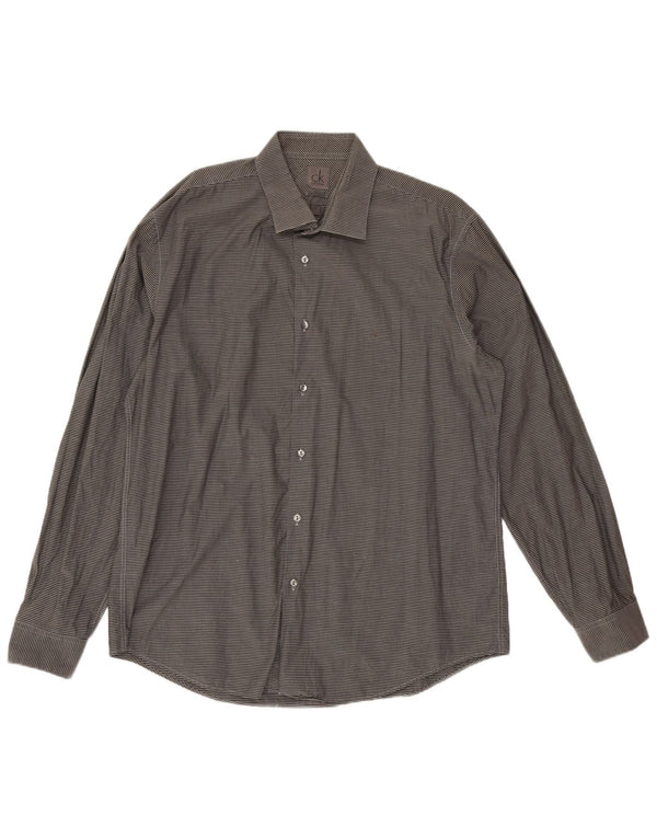 Koszula męska Calvin Klein Slim Fit, rozmiar 44 17 1/2 XL, szara bawełniana kratka