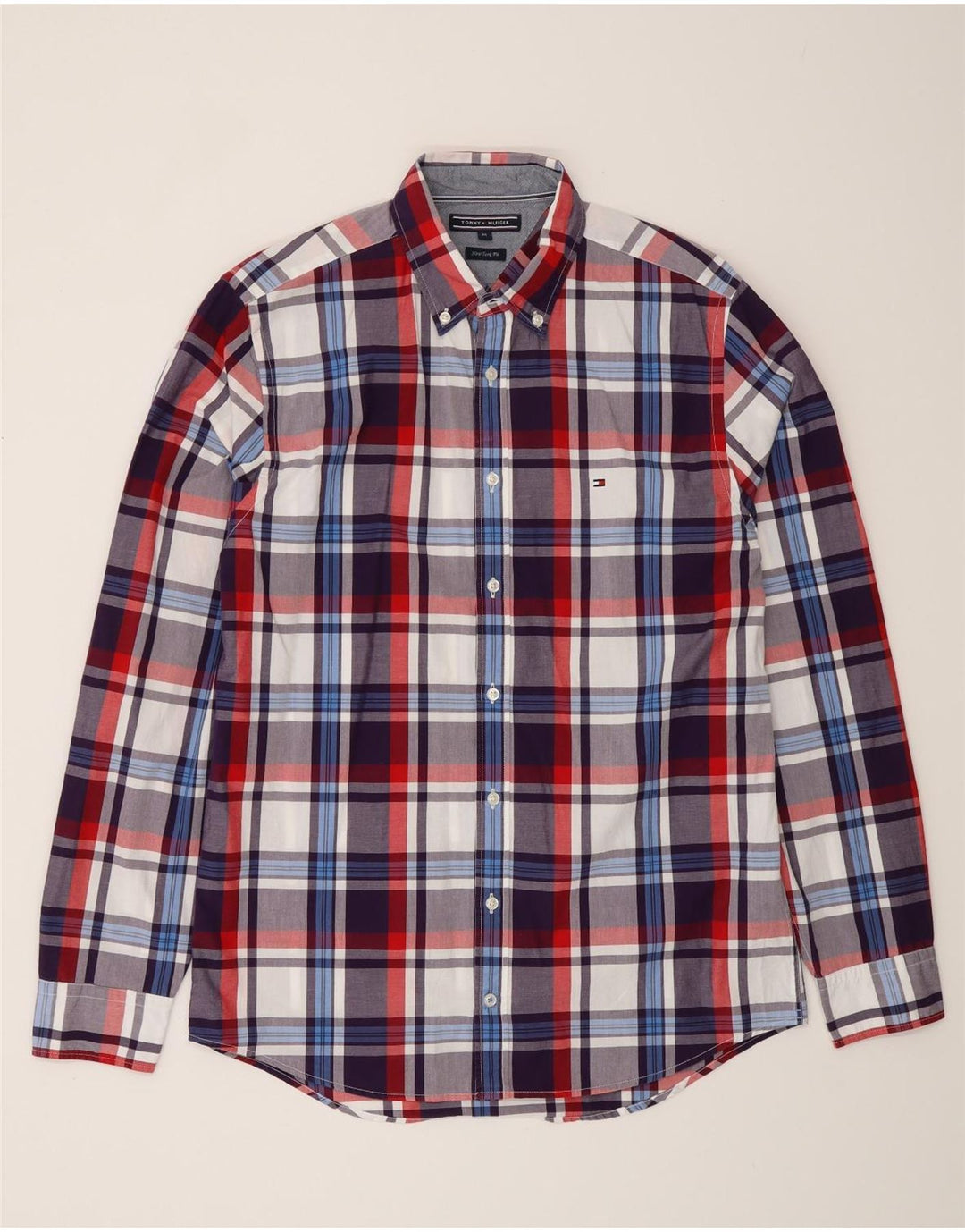 Męska koszula Tommy Hilfiger New York Fit, średnia, wielokolorowa bawełniana krata