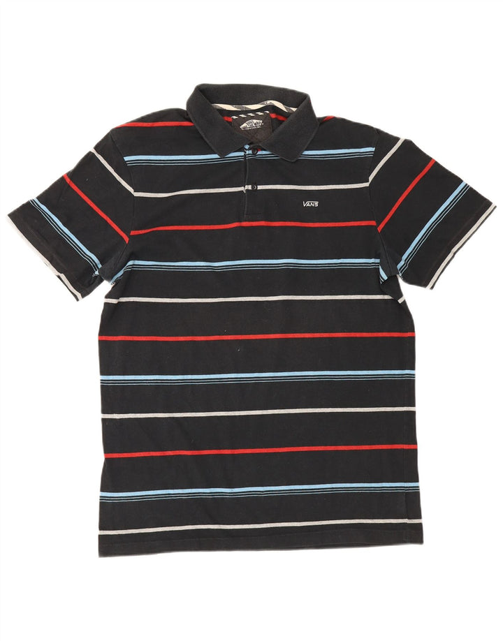 Męska koszulka polo Vans, duża, czarna, bawełniana w paski