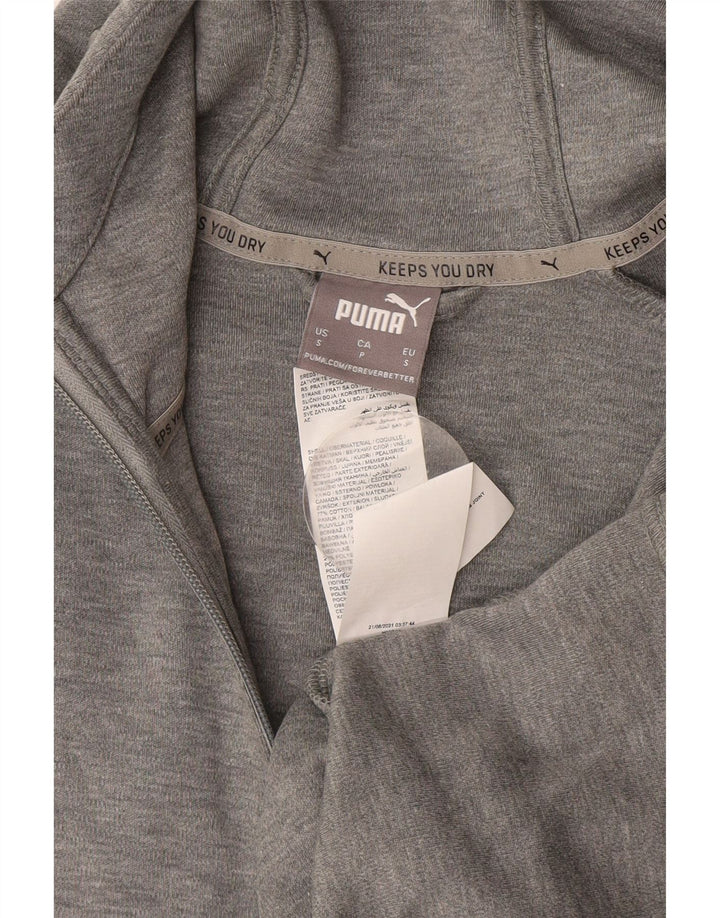Męski sweter Puma z kapturem i zamkiem, mały, szary, bawełniany z blokami kolorów