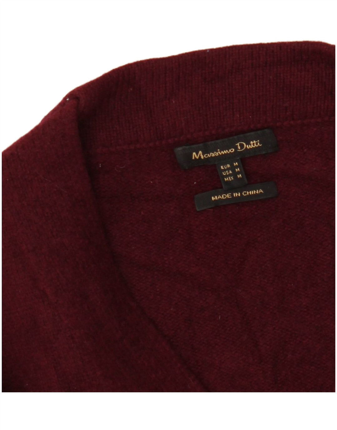 MASSIMO DUTTI Damski sweter o przedłużonym fasonie, UK 12, średni burgund