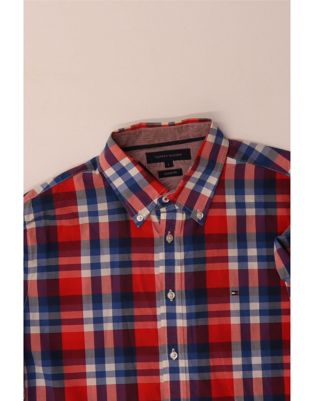 Męska koszula o dopasowanym kroju TOMMY HILFIGER, duża, wielokolorowa, bawełniana w kratę