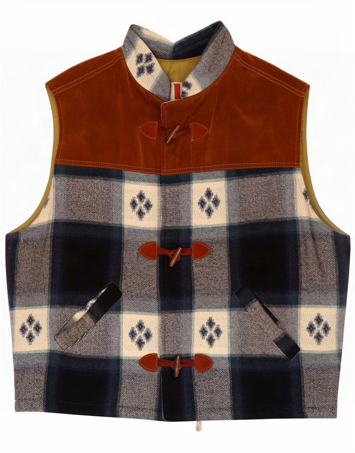 Kamizelka męska vintage UK 42 XL wielobarwna kratka