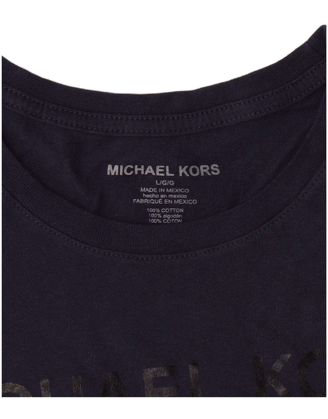 Męski T-shirt z grafiką Michael Kors, duży, granatowy, bawełniany