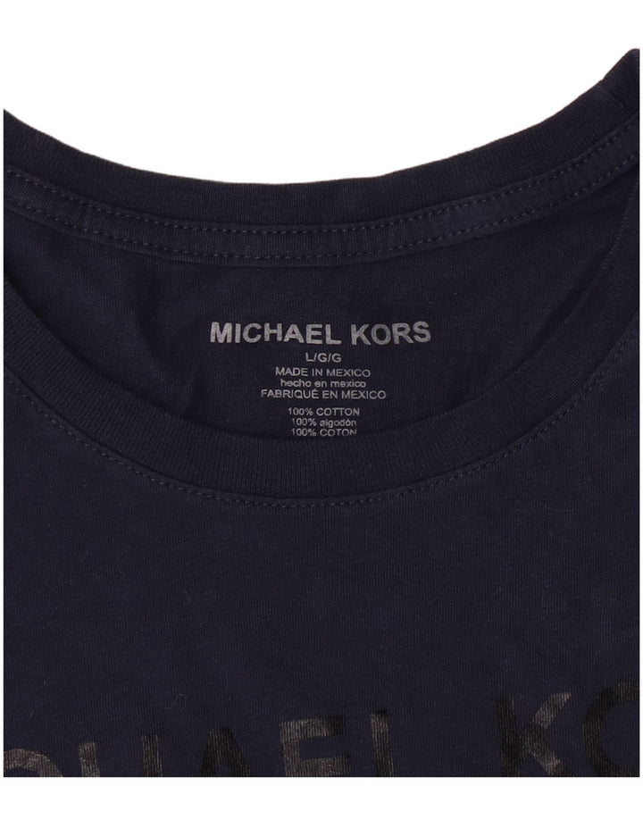 Męski T-shirt z grafiką Michael Kors, duży, granatowy, bawełniany