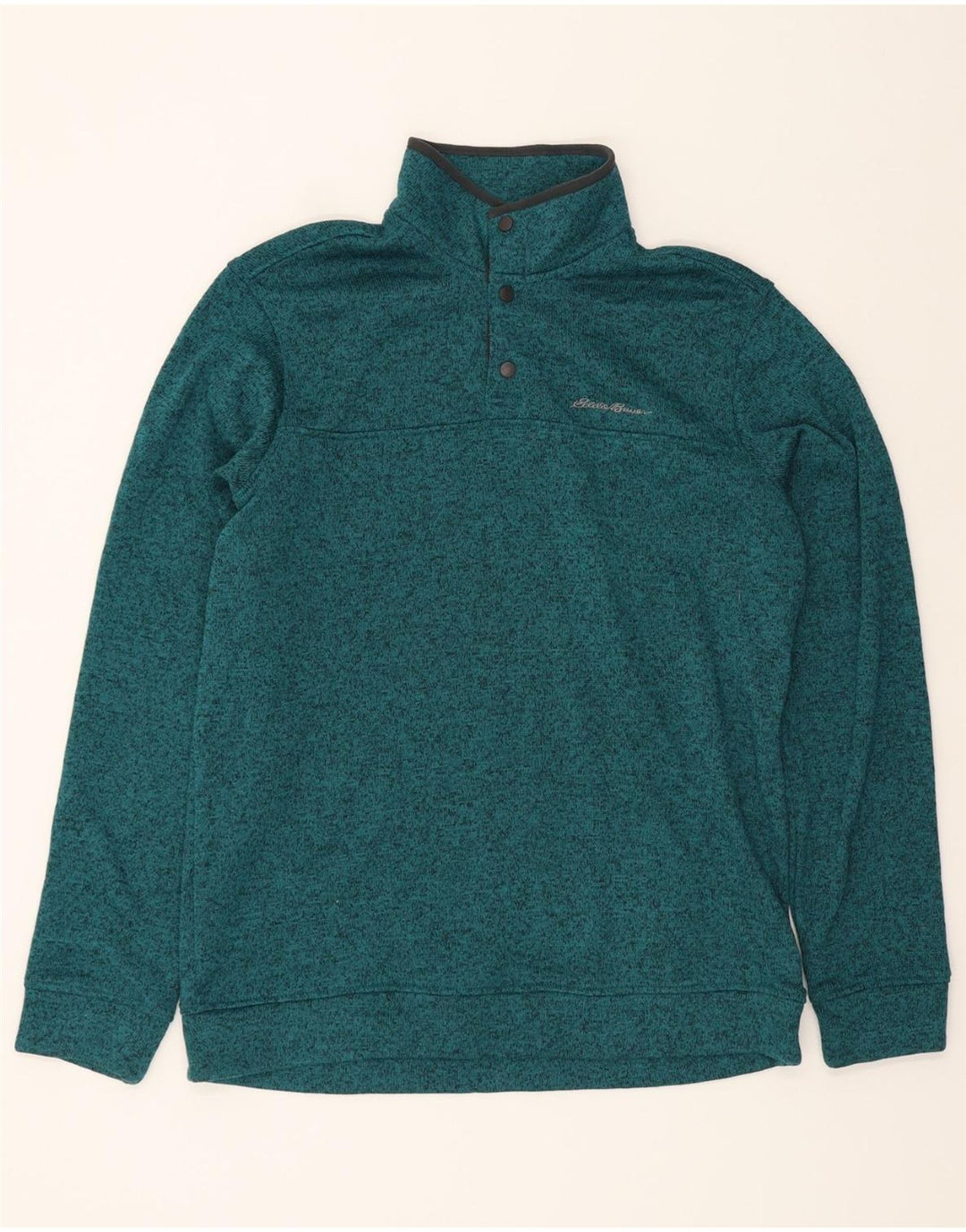 EDDIE BAUER Mens Button Neck Sweatshirt Jumper Large Blue Flecked Vintage Eddie Bauer and Second-Hand Eddie Bauer from Messina Hembry 