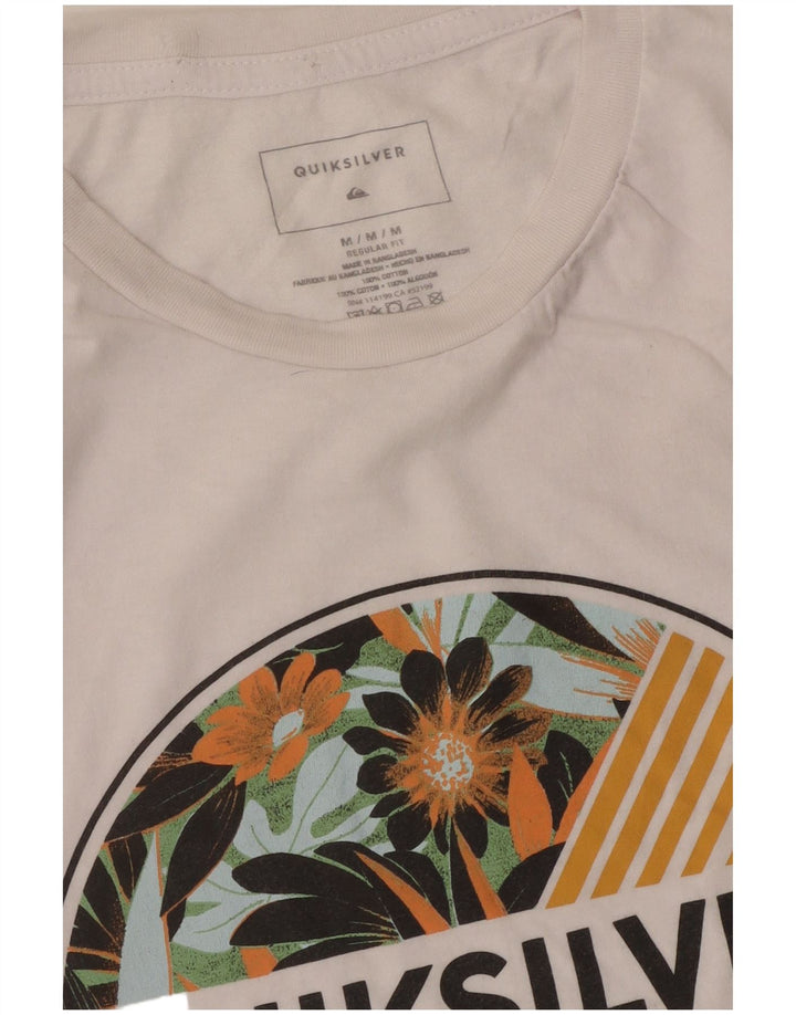 Damska koszulka Quiksilver o regularnym kroju z grafiką, UK 14, średnia biała bawełna