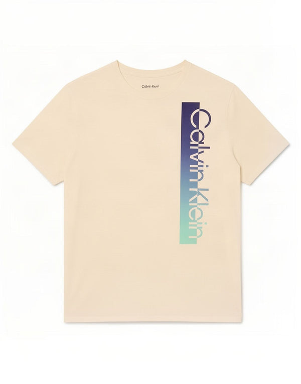 Męska koszulka z grafiką Calvin Klein, duża, biała, bawełniana