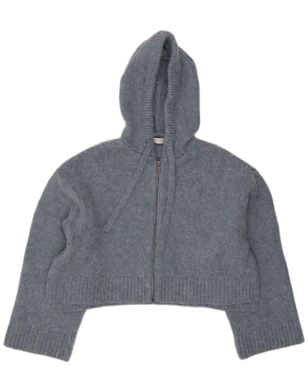 Damski sweter oversize z kapturem Zara, UK 10, mały, niebieski akryl