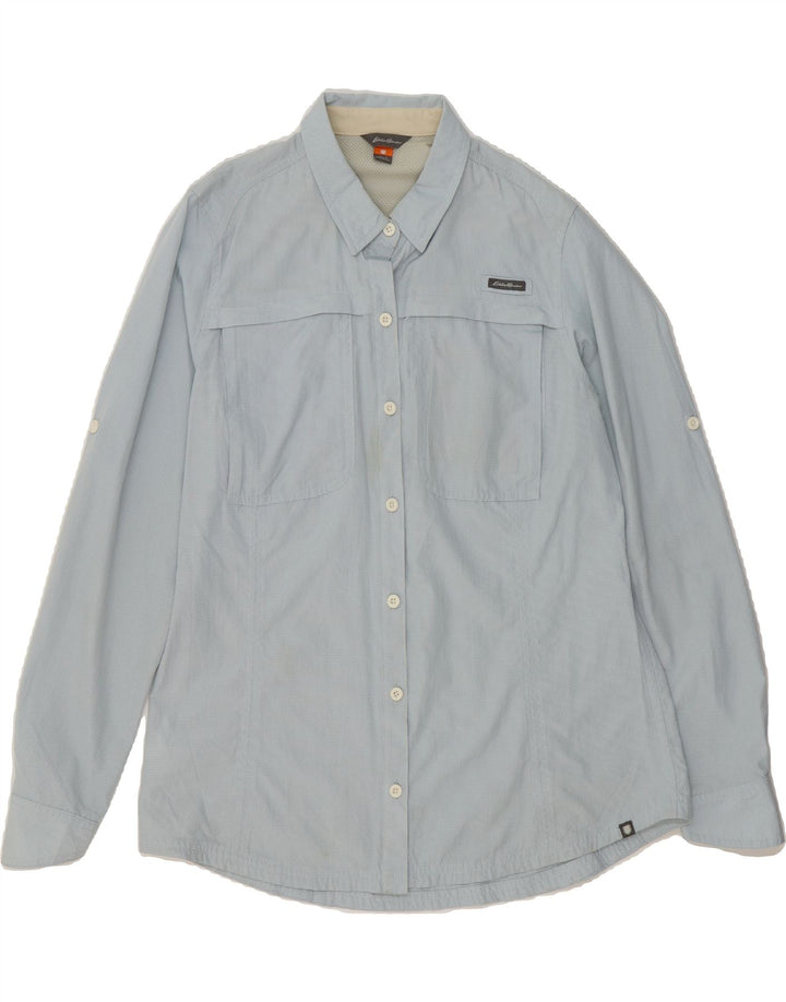 EDDIE BAUER Womens Shirt UK 16 Large Blue Check Polyester Vintage Eddie Bauer and Second-Hand Eddie Bauer from Messina Hembry 