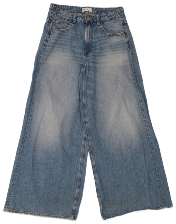 Damskie jeansy Zara z szeroką nogawką i wysokim stanem EU 40 Medium W30 L32 Niebieskie