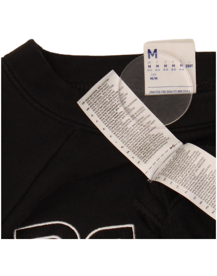 Damska bluza z grafiką REEBOK UK 14, średnia czarna bawełna