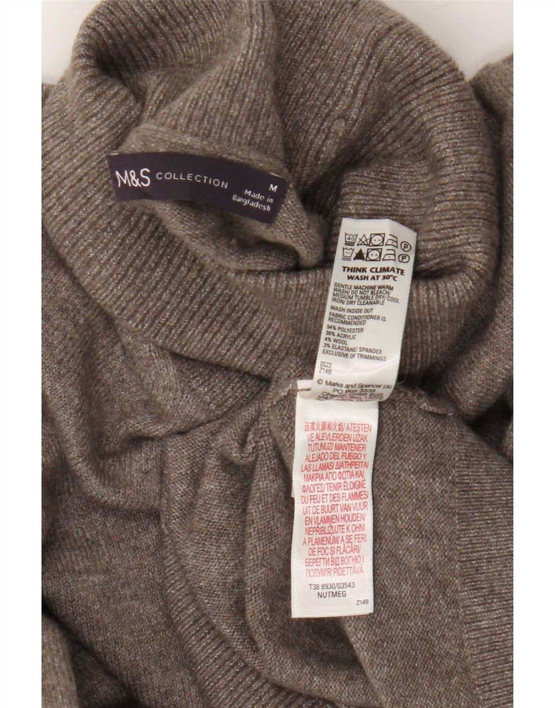 Marks & Spencer Męski sweter z golfem, średni brązowy poliester