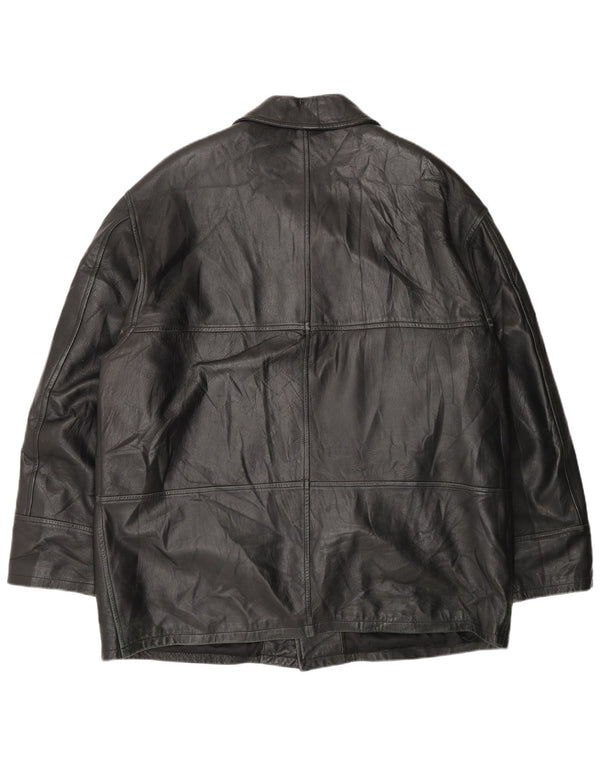 Vintage męska kurtka skórzana IT 54 2XL czarna skóra