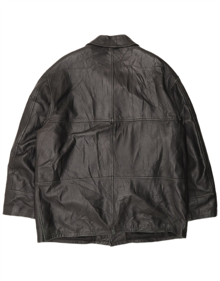 Vintage męska kurtka skórzana IT 54 2XL czarna skóra