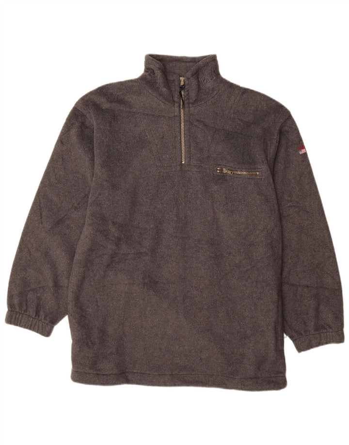 GANT Chłopięcy, wysoki sweter polarowy z zamkiem błyskawicznym, 13-14 lat, 2XL, szary poliester